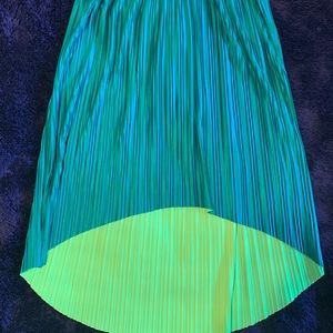 Emerald & lime green high/low reversible skirt